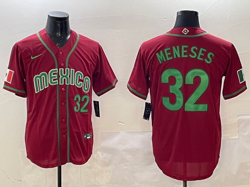 Men 2025 World Cub Mexico #32 Meneses Red Nike MLB Jersey style 1->more jerseys->MLB Jersey
